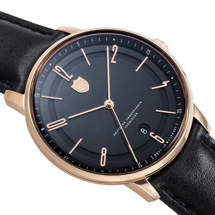 DuFa Bayer Swiss Automatic Black Rose Gold angled shot picture