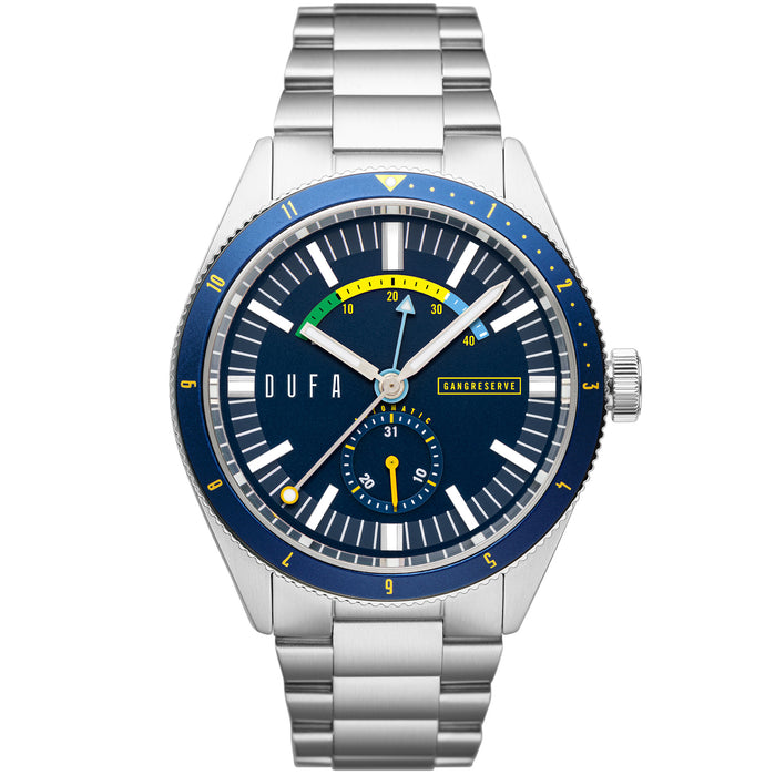DuFa Freitaucher Power Reserve Automatic Blue angled shot picture