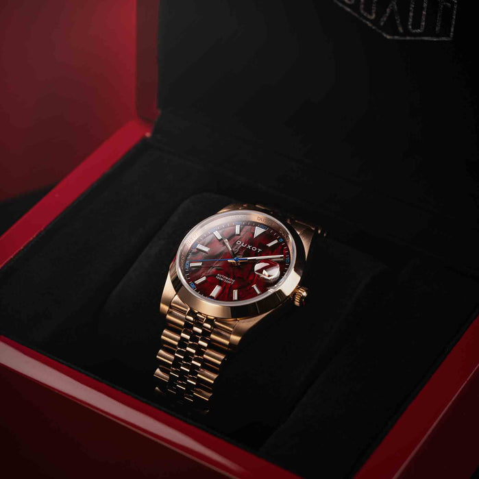 Duxot Vezeto Automatic Red Abalone Limited Edition angled shot picture