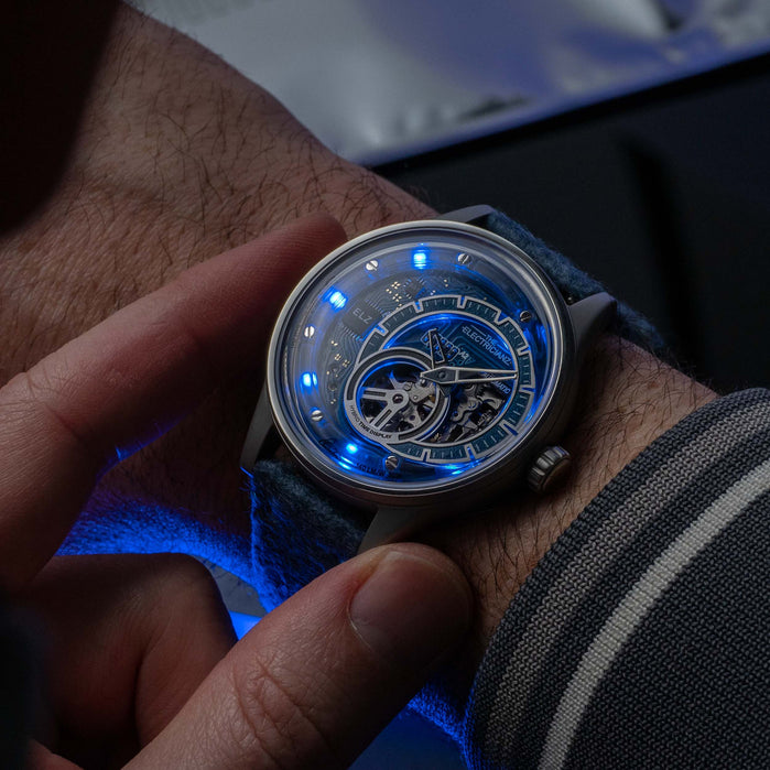 The Electricianz Hybrid Automatic E-Blue angled shot picture