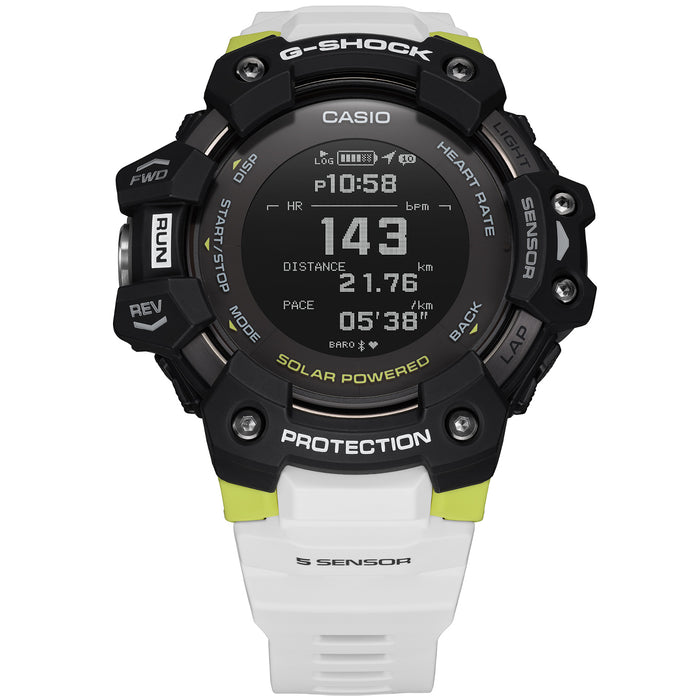 G-Shock GBDH1000 Heart-Rate Monitor Smartwatch White Neon angled shot picture
