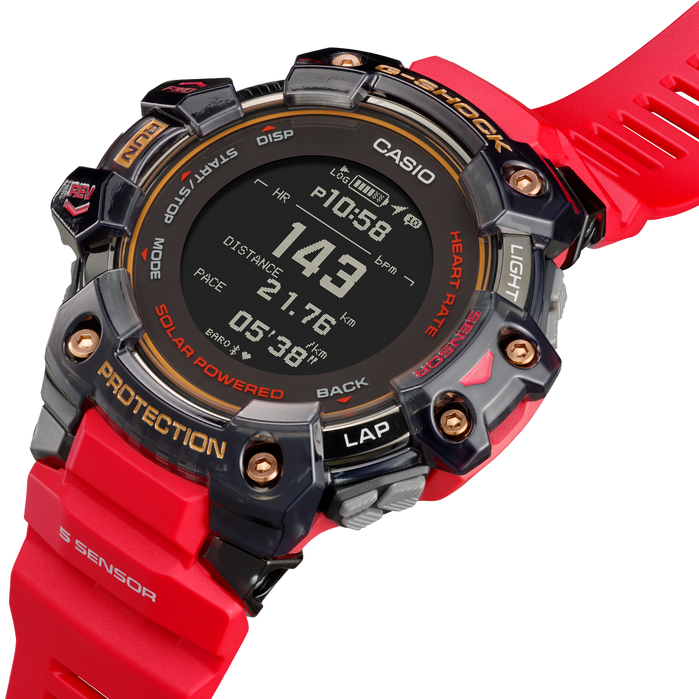 G-Shock GBDH1000 Heart-Rate Monitor Smartwatch Red angled shot picture