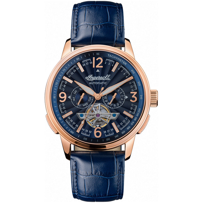 Ingersoll Regent Automatic Rose Gold Blue angled shot picture