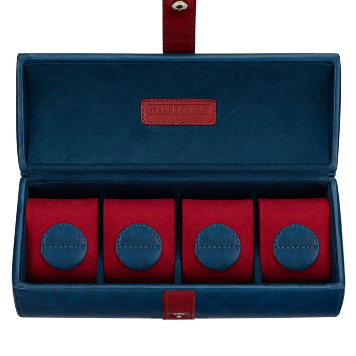 Mainspring Raceday Podium 4-Piece Watch Box Naval Blue angled shot picture