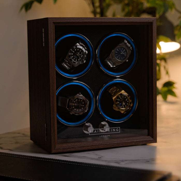 Mainspring Oxford Guardian 4 Slot Watch Winder Mahogany angled shot picture