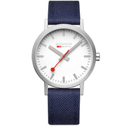 Mondaine Classic Recycled rPET 40mm White Blue