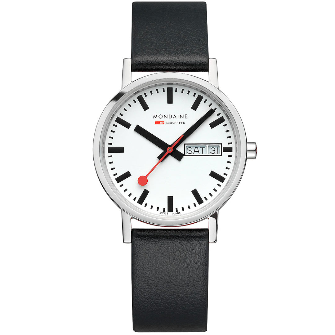 Mondaine Classic Day Date Vegan 36mm White | Watches.com