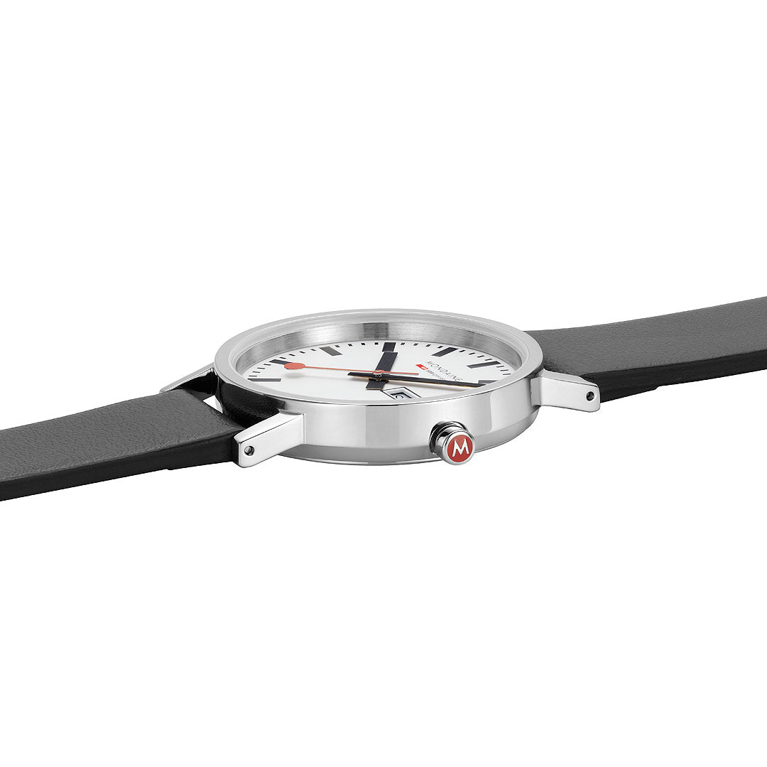 Mondaine Classic Day Date Vegan 36mm White | Watches.com