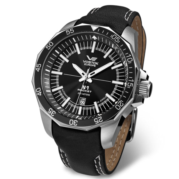 Vostok-Europe N1-Rocket Automatic Black angled shot picture