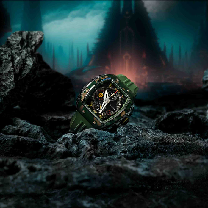 Nubeo Magellan Chronograph Green Camo Limited Edition angled shot picture
