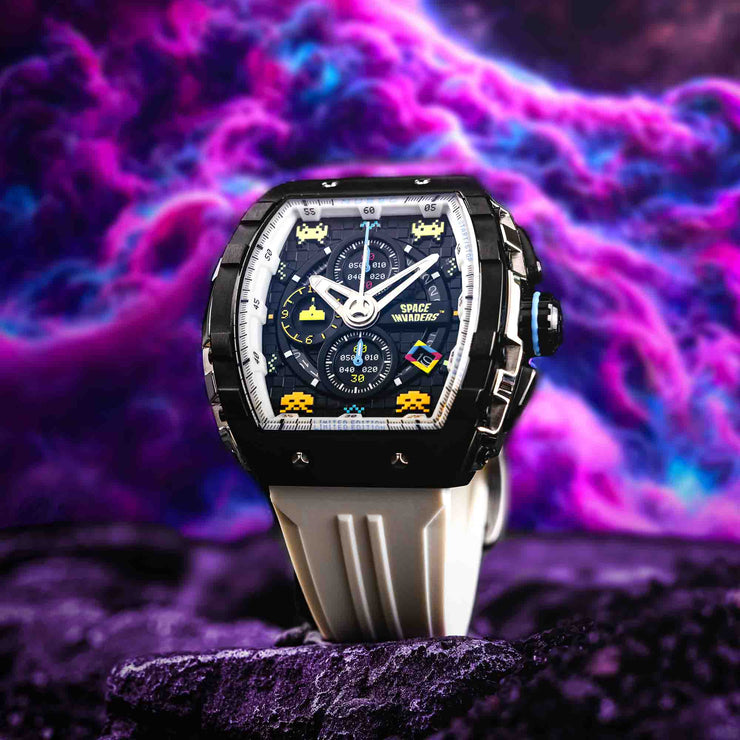 Nubeo Magellan Chronograph Space Invaders Spaceship White Limited Edition