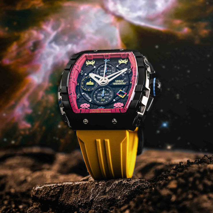 Nubeo Magellan Chronograph Space Invaders Defender Yellow Limited Edition