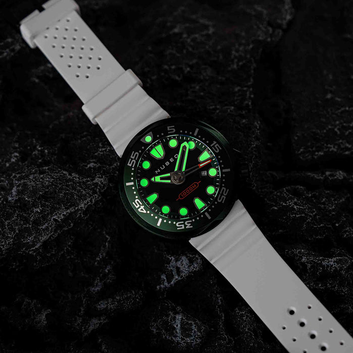 Nubeo Ventana Automatic Electric Lime Limited Edition angled shot picture