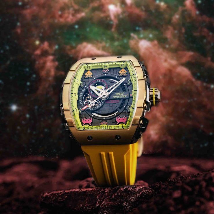 Nubeo Magellan Automatic Space Invaders Solar Gold Limited Edition