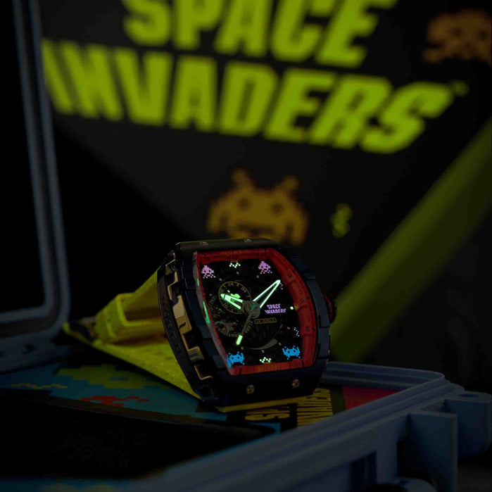 Nubeo Magellan Automatic Space Invaders Invader Blue Limited Edition angled shot picture