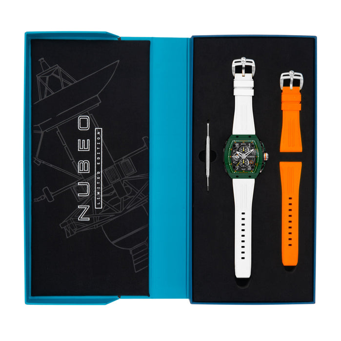 Nubeo Magellan Chronograph White Green angled shot picture