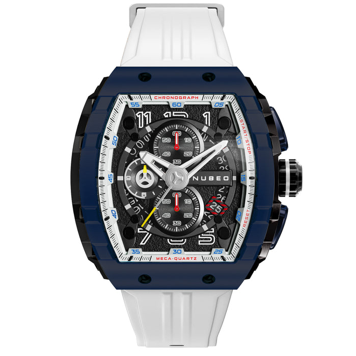Nubeo Magellan Chronograph White Blue angled shot picture