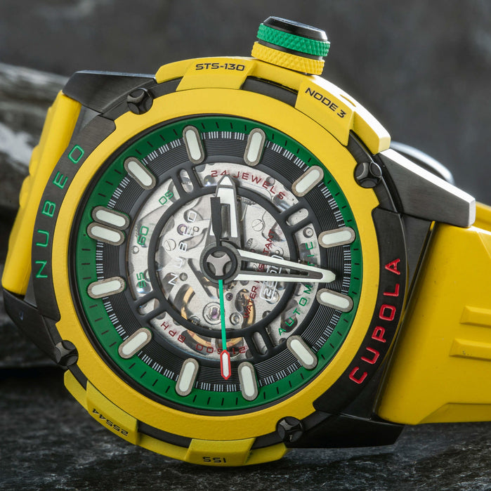 Nubeo Cupola Automatic Citrus Yellow Limited Edition angled shot picture