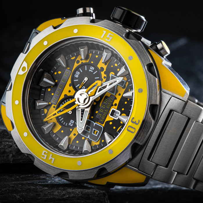 Nubeo Swell Chronograph Mustard Limited Edition angled shot picture