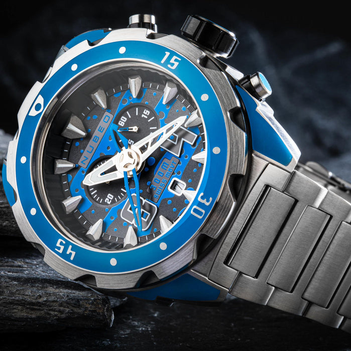 Nubeo Swell Chronograph Cerulean Limited Edition angled shot picture
