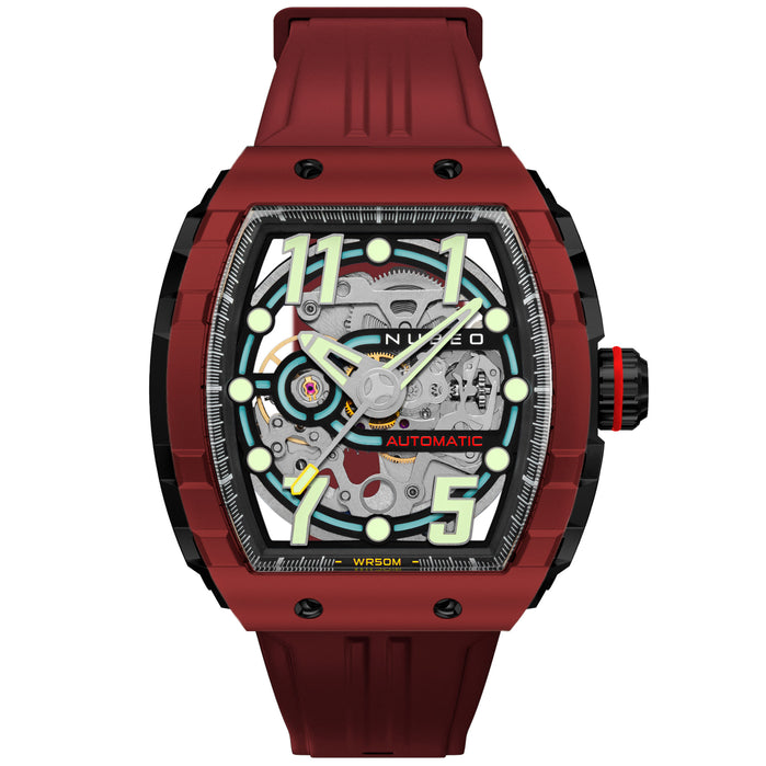 Nubeo Magellan Skeleton Automatic Burnt Red angled shot picture