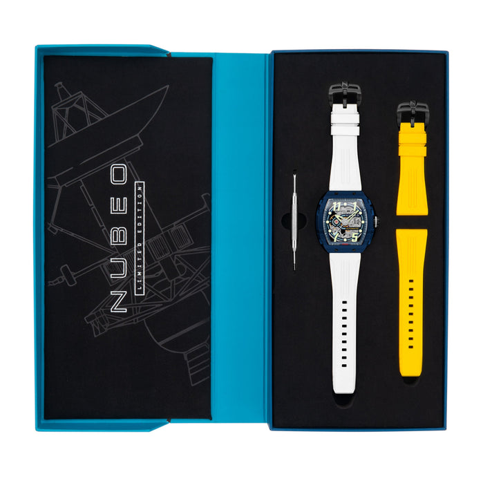 Nubeo Magellan Skeleton Automatic Artic Blue angled shot picture