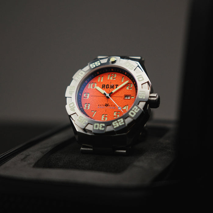 RGMT Field Master Automatic Orange angled shot picture