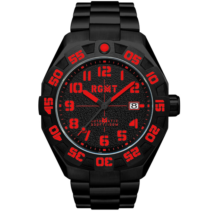RGMT Field Master Automatic Watch Black Red angled shot picture