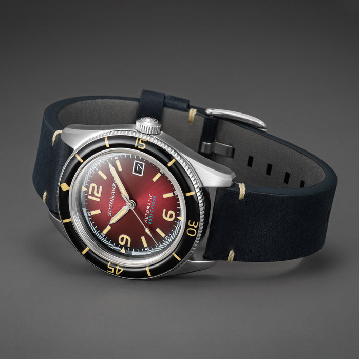 Spinnaker Fleuss Automatic Oxblood Red angled shot picture