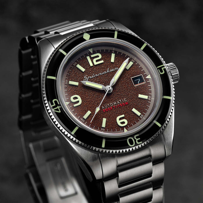 Spinnaker Fleuss Automatic Monsoon Brown angled shot picture