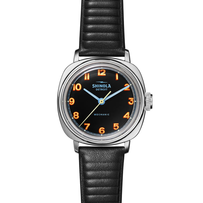 Shinola The Mechanic Hand Wind 39mm Black Limited Edition angled shot picture