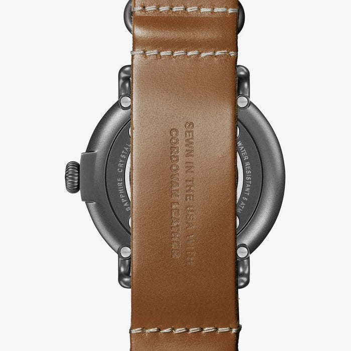Shinola Runwell Subsecond 47mm Gray Brown angled shot picture
