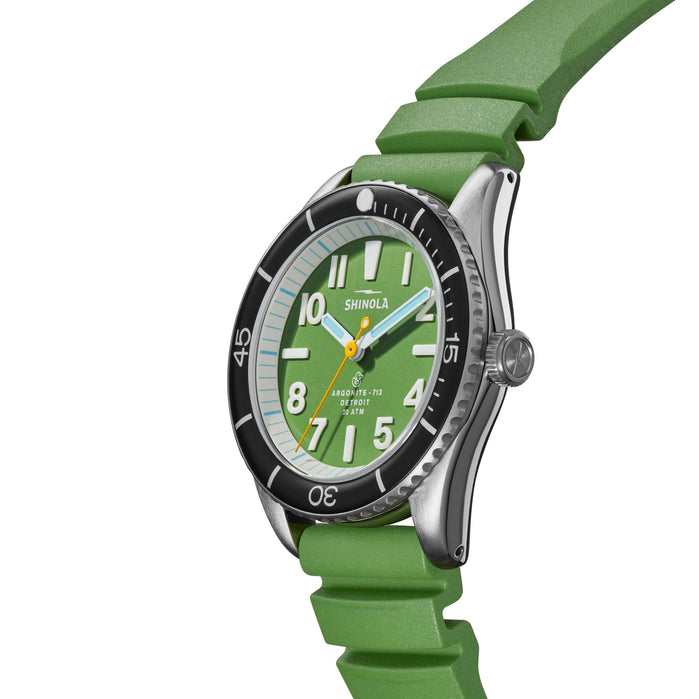 Shinola The Duck 42mm Green angled shot picture