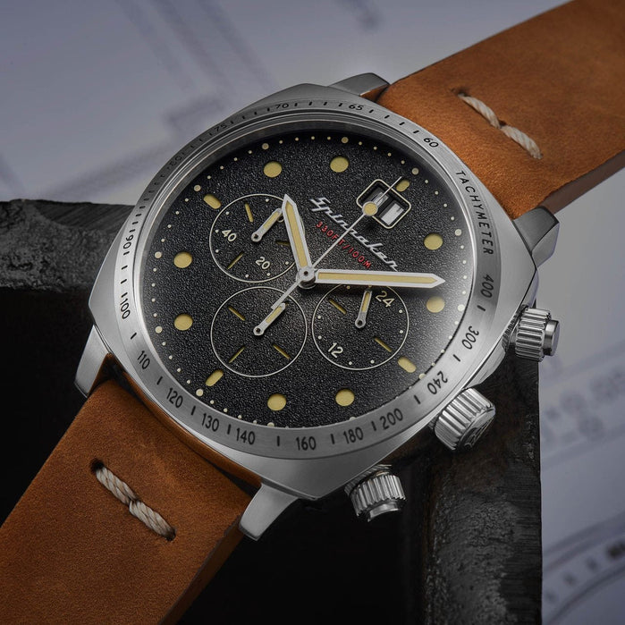 Spinnaker Hull Chronograph Black Brown angled shot picture