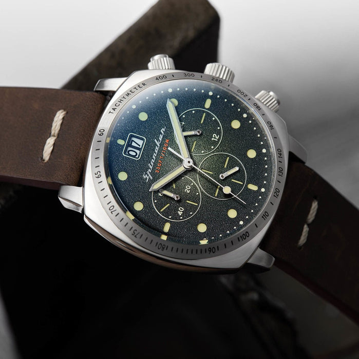 Spinnaker Hull Chronograph Green Brown angled shot picture