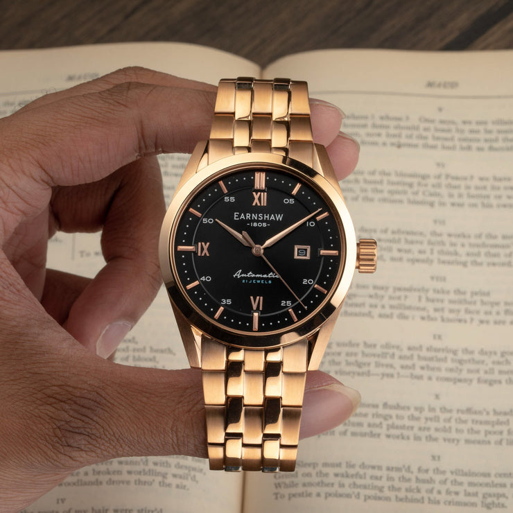 Thomas Earnshaw Smith Automatic Watch Black Gold
