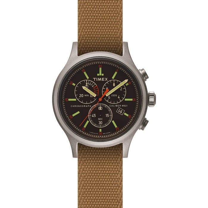 Timex Archive Allied Chrono 42mm Reversible Tan Silver angled shot picture