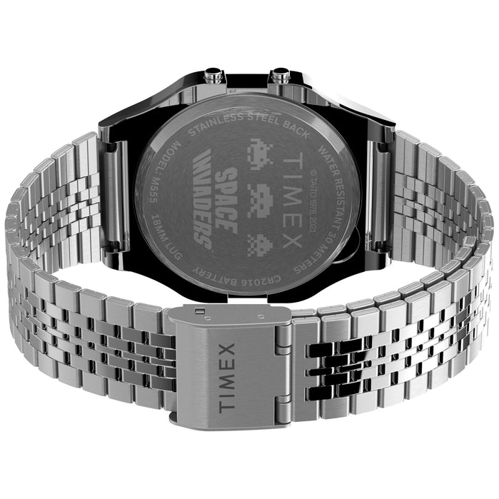 Timex T80 x Space Invaders 34mm Silver SS angled shot picture