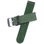 Xeric 22mm Smooth Black Leather Strap with Green Backing