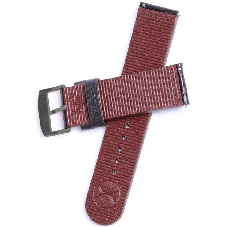 Xeric 22mm Black Croc Leather Strap with Gunmetal Buckle