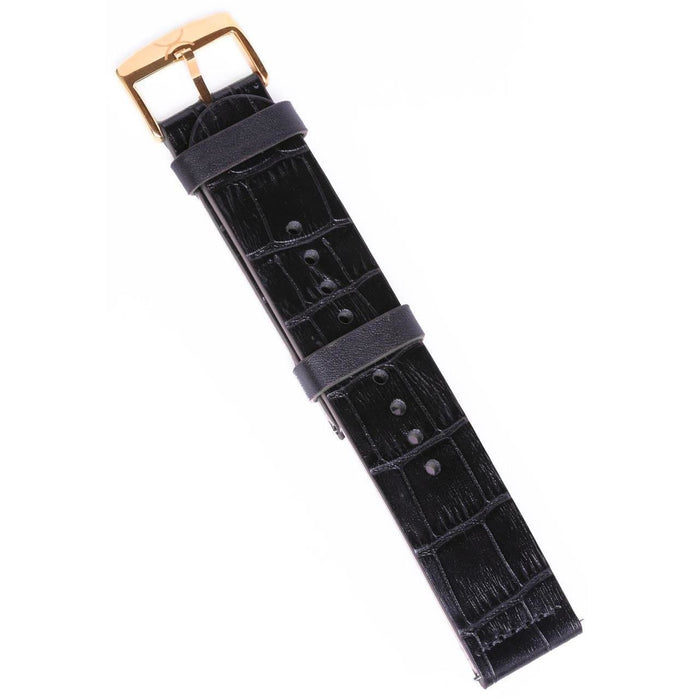 Xeric 22mm Black Croc Leather Strap with Rose Gold Buckle angled shot picture