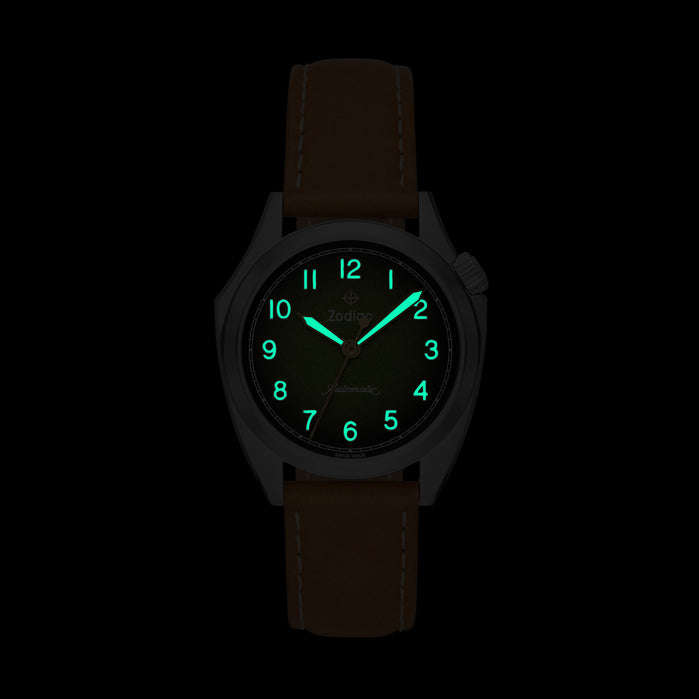 Zodiac ZO9713 Olympos Swiss Automatic Green angled shot picture