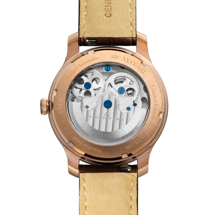 Archetype Archer Automatic Rose Gold White angled shot picture