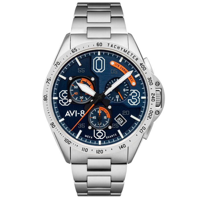 AVI-8 P-51 Mustang Blakeslee Chrono Silver Blue SS angled shot picture