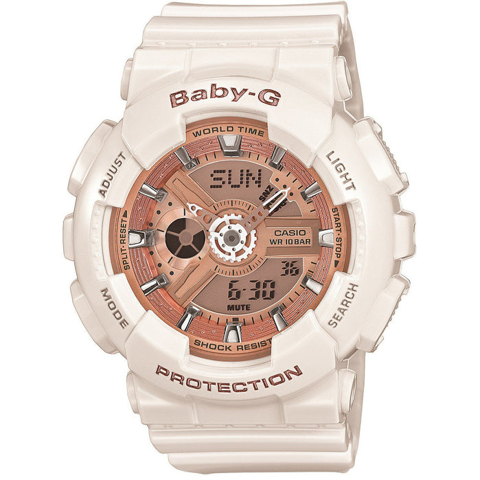 G-Shock BA110-7A1 Baby-G White Rose Gold angled shot picture