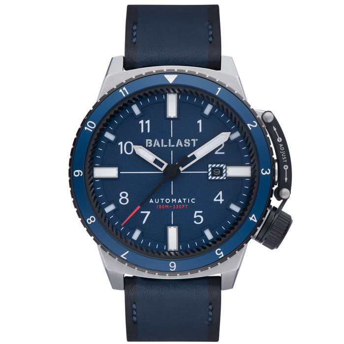 Ballast Trafalgar Dual Time Automatic Silver Blue angled shot picture