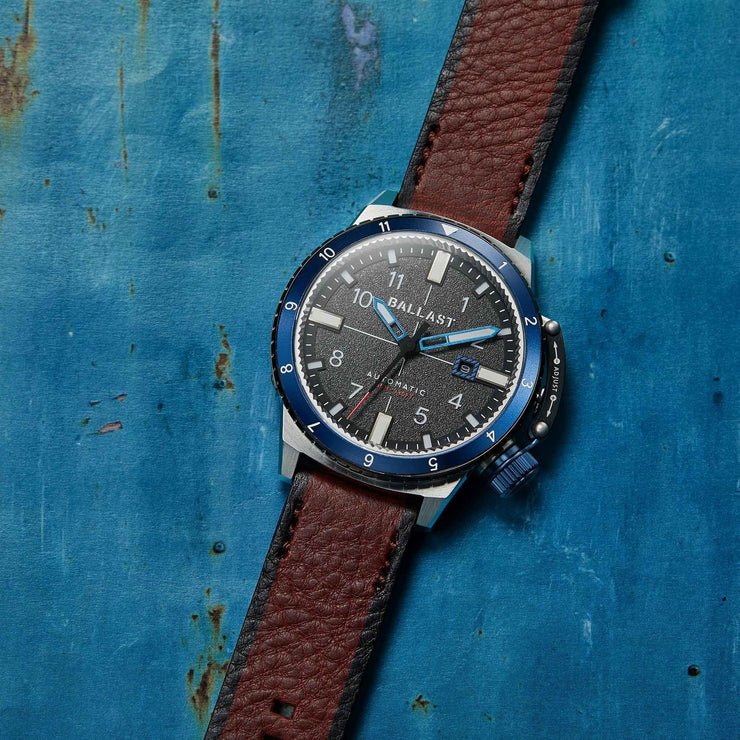 Ballast Trafalgar Dual Time Automatic Blue Brown