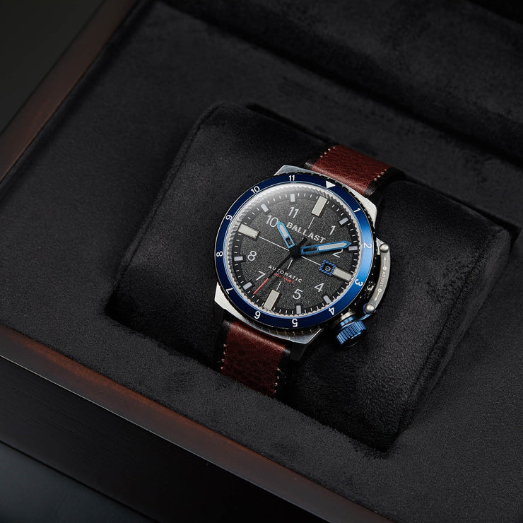 Ballast Trafalgar Dual Time Automatic Blue Brown