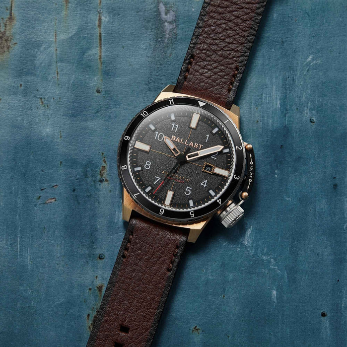 Ballast Trafalgar Dual Time Automatic Brown Gold angled shot picture