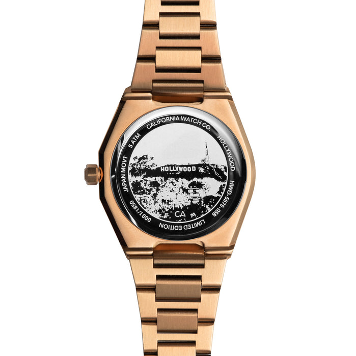 California Watch Co. Hollywood 32 Rose Gold Black angled shot picture